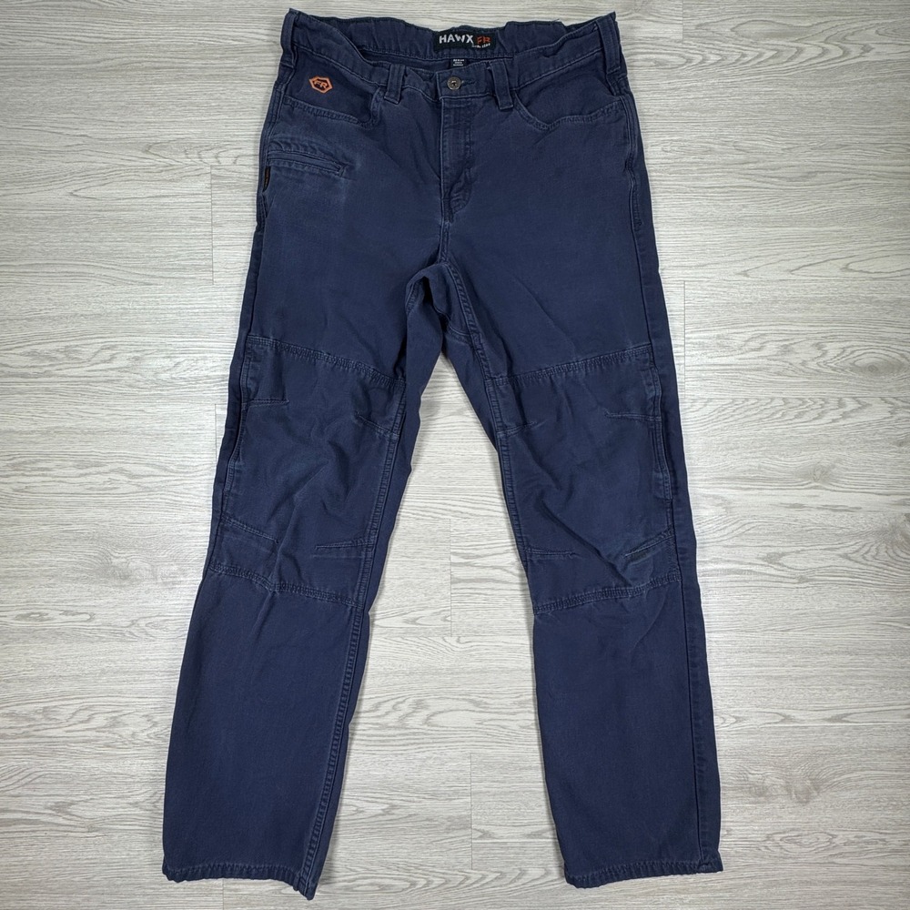 Hawx Men's Work Pants FR Flame Resistant Canvas Navy Blue 32x34 Cargo Utility‎